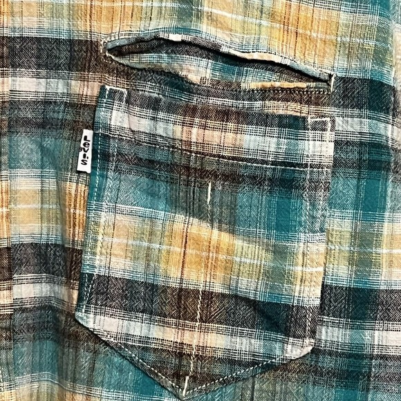 Levi’s Men’s Fantane Castlerock Plaid Shirt Size Large 100% Cotton Button Up - Picture 9 of 16
